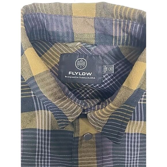 Flylow Handlebar Tech Flannel Men's Small Plaid Snap Button Shirt - Picture 7 of 8